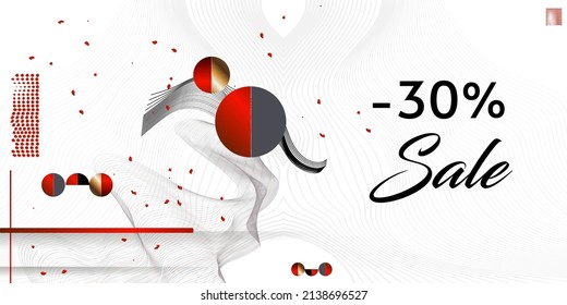 Abstract background of Sale and lines and figures in the Japanese style red black white minimalism. White background vector illustration