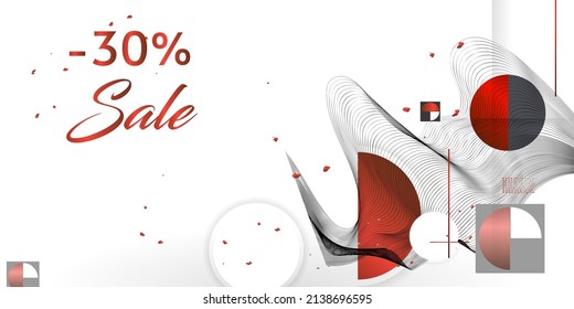 Abstract background of Sale and lines and figures in the Japanese style red black white minimalism. White background vector illustration