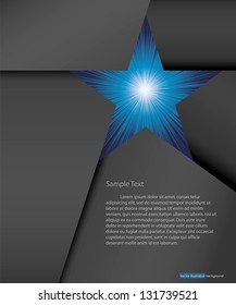 abstract background for sample text with burst in star space: black&blue