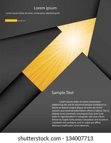 abstract background for sample text with burst in arrow space: black&yellow