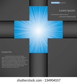 abstract background for sample text with burst in cross space: black&light blue