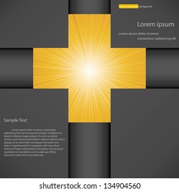 abstract background for sample text with burst in cross space: black&light blue