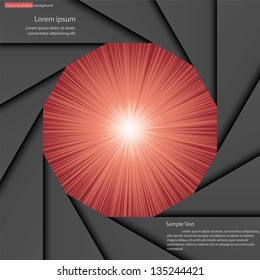 abstract background for sample text with burst in the center of aperture blade : black&red