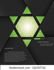 abstract background for sample text with burst in star space: black&green