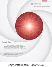abstract background for sample text with burst in the center of aperture blade : white & red