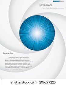 abstract background for sample text with burst in the center of aperture blade : white & blue