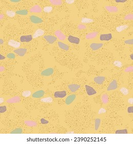 Abstract background with sand and colorful pebbles - hand drawn vector illustration. Flat color design.