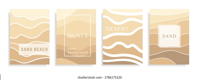 Abstract background sand on a beach or desert with a barchan and dunes of beige color. Template Sand texture with a pattern of wavy lines. Frames for text. Great for covers, fabric prints. Vector. svg