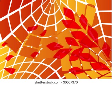 Abstract background with scarlet leaves