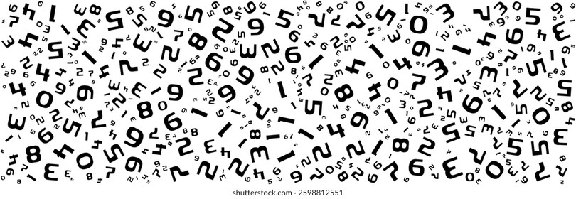 Abstract Background with Scattered Black Numbers on White Typographic Design for Education and Creativity.