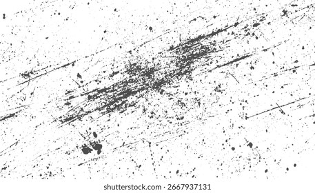 Fundo abstrato com manchas e listras de tinta cinza dispersas em uma superfície branca.