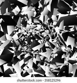 Abstract background and scattered random overlapping shapes  Edgy  rough monochrome texture 