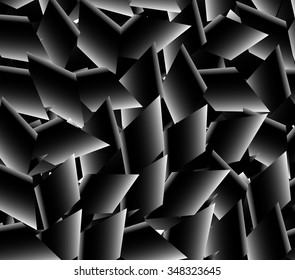 Abstract background with scattered, random shapes overlapping each other.