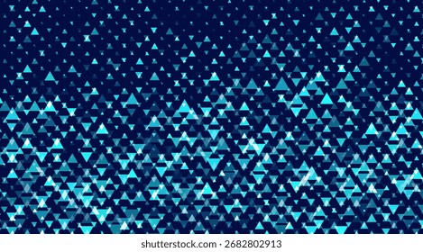 Fondo Abstractas con triángulos turquesas dispersos en un degradado azul oscuro, creando un patrón moderno, dinámico y visualmente intrigante adecuado para Elementos de diseño contemporáneos