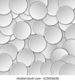 Abstract background of scattered white, light, volumetric chips. Realistic illustration. Wallpapers for web sites. Flat 3d circle