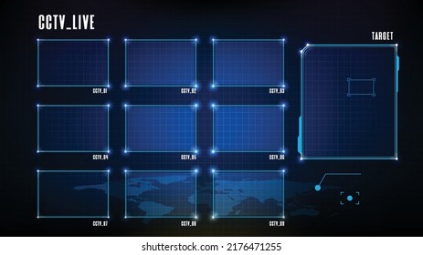 fondo abstracto del marco de la cámara de seguridad CCTV de ciencia ficción, hud ui