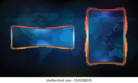 abstract background of sci fi frame, hud ui, lower third button bar