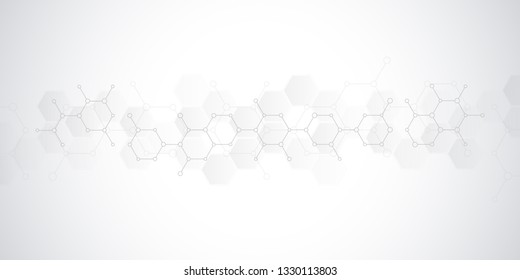Abstract background of science and innovation technology. Technical background with molecular structures and chemical engineering