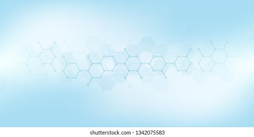 Abstract background of science and innovation technology. Technical background with molecular structures and chemical engineering