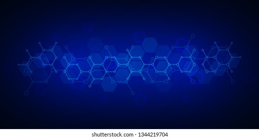 Abstract background of science and innovation technology. Technical background with molecular structures and chemical engineering