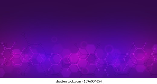Abstract background of science and innovation technology. Technical background with molecular structures and chemical engineering