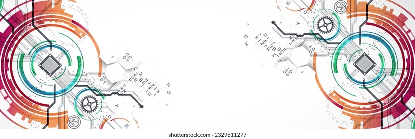 Abstract background. Scientific and technological concept with the use of technical elements formed in the shape of a circle. Vector