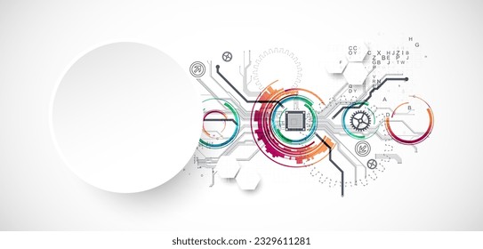 Abstract background. Scientific and technological concept with the use of technical elements formed in the shape of a circle. Vector