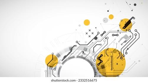 Abstract background. Scientific and technological concept with the use of technical elements formed in the shape of a circle. Vector