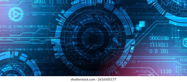 Abstract background. Scientific and technological concept with the use of technical elements formed in the shape of a circle. Vector