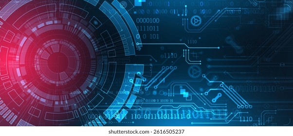 Abstract background. Scientific and technological concept with the use of technical elements formed in the shape of a circle. Vector
