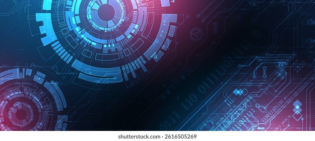 Abstract background. Scientific and technological concept with the use of technical elements formed in the shape of a circle. Vector