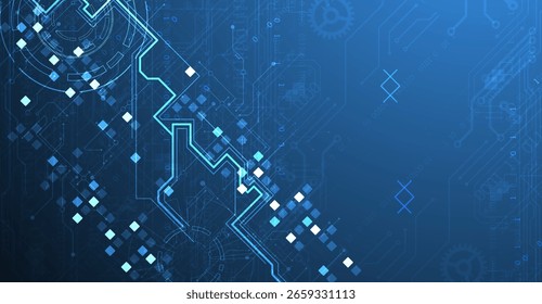 Resumo. Conceito científico e tecnológico com o uso de elementos técnicos formados na forma de um círculo. Vetor