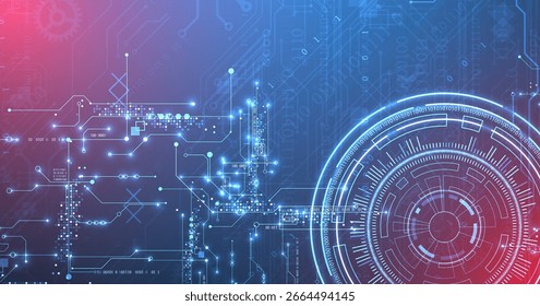 Antecedentes Abstractas. Concepto científico y tecnológico con el uso de Elementos técnicos formados en forma de circunferencia. Vector