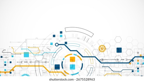 Resumo. Conceito científico e tecnológico com o uso de elementos técnicos formados na forma de um círculo. Vetor