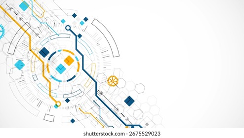 Antecedentes Abstractas. Concepto científico y tecnológico con el uso de Elementos técnicos formados en forma de circunferencia. Vector