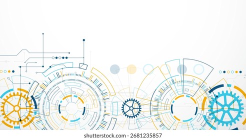 Antecedentes Abstractas. Concepto científico y tecnológico con el uso de Elementos técnicos formados en forma de circunferencia. Vector