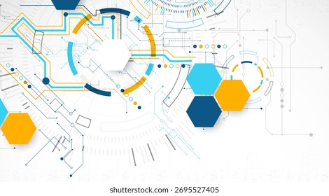 Antecedentes Abstractas. Concepto científico y tecnológico con el uso de Elementos técnicos formados en forma de circunferencia. Vector