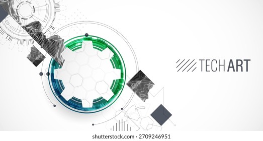 Antecedentes Abstractas. Concepto científico y tecnológico con el uso de Elementos técnicos formados en forma de circunferencia. Vector.