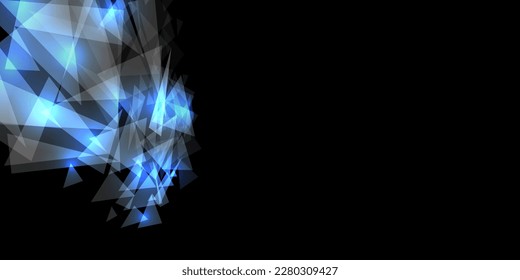 Abstract background of sci-fi futuristic virtual technology glow, digital wallpaper screen black and shiny triangles. Vector illustration.