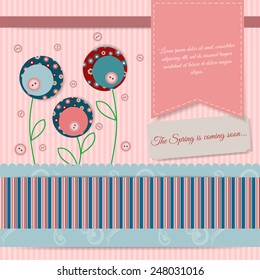 abstract background in scrapbook style with flowers and decorative elements