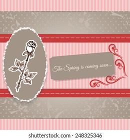 abstract background in scrapbook style with hand drawing flower