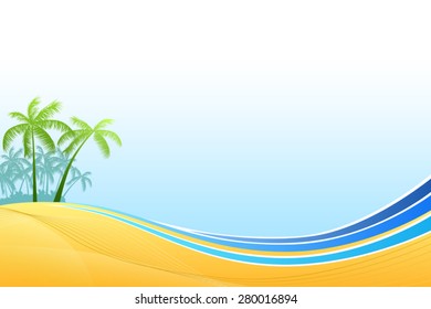 Abstract background sea coast palms blue yellow vector