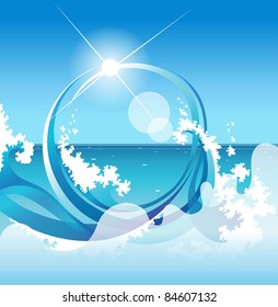 abstract background with sea surf on background epidemic and sun