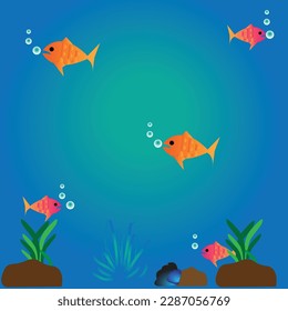 abstract background sea theme .blue shade water orange n pink fish