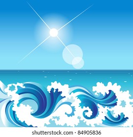 abstract background with sea waves near coast,