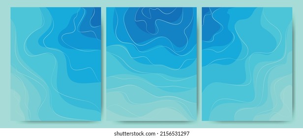 Abstract background of sea waves, ocean water, rivers, lakes. Template texture Aqua with a pattern of wavy lines. Great for covers, textile prints fabrics, wallpapers. Vector illustration.