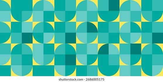 Abstract background seamless circle and square with geometric pattern summer in blue and cream colors. Vector illustration for your design.
