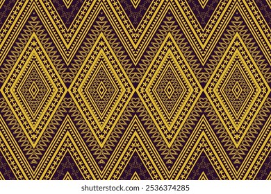 abstract background, seamless geometric pattern, traditional red, yellow design for background, carpet, wallpaper, clothing, wrapping, batik, fabric, embroidery vector pattern.