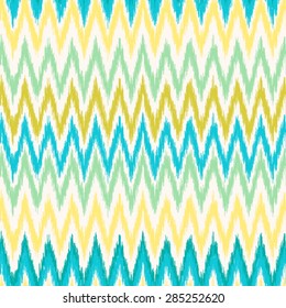 Abstract background. Seamless ikat pattern. Vector illustration. mint and yellow zigzag pattern ikat vector illustration.