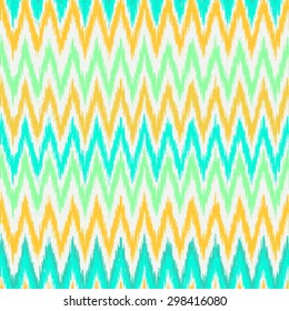 Abstract background. Seamless ikat pattern. Vector illustration. mint and orange zigzag pattern ikat vector illustration.